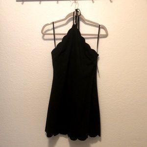 Black scalloped halter dress